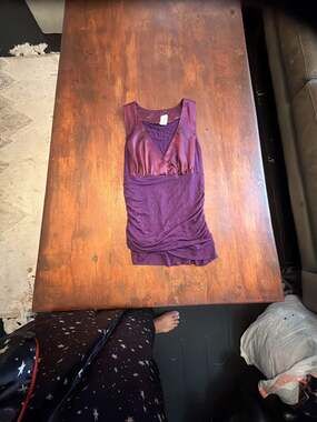 Silvergate Purple Ruched Sleeveless Satin Trim Tank Top